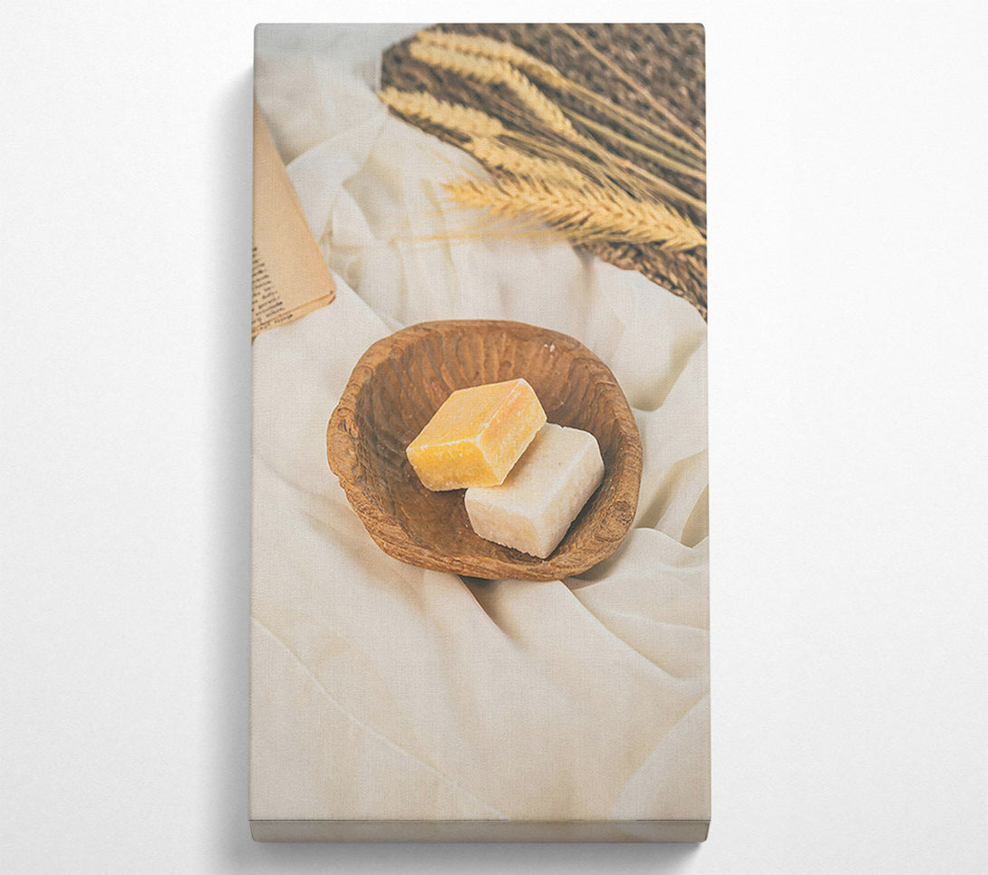  A Canvas Print of Golden Soaps In Bowl Canvas Art