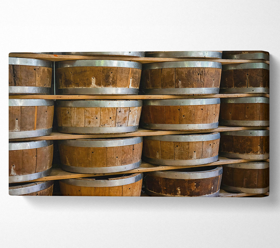  A Canvas Print of Brown Wooden Barrels Canvas Print