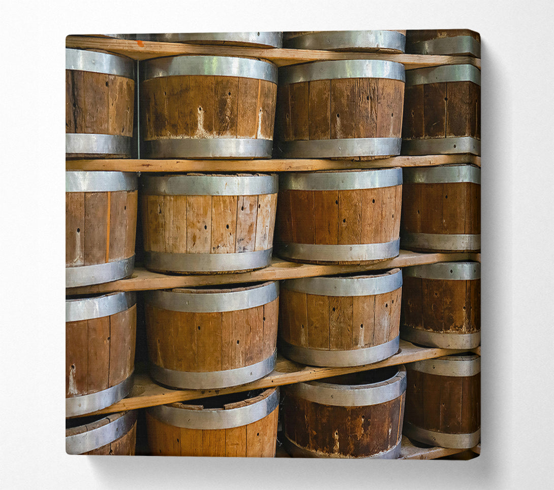  A Canvas Print of Brown Wooden Barrels Canvas Print