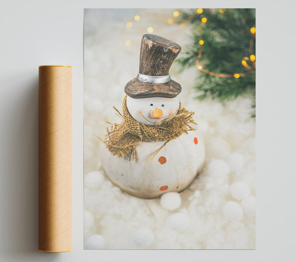 White Festive Snowman Print