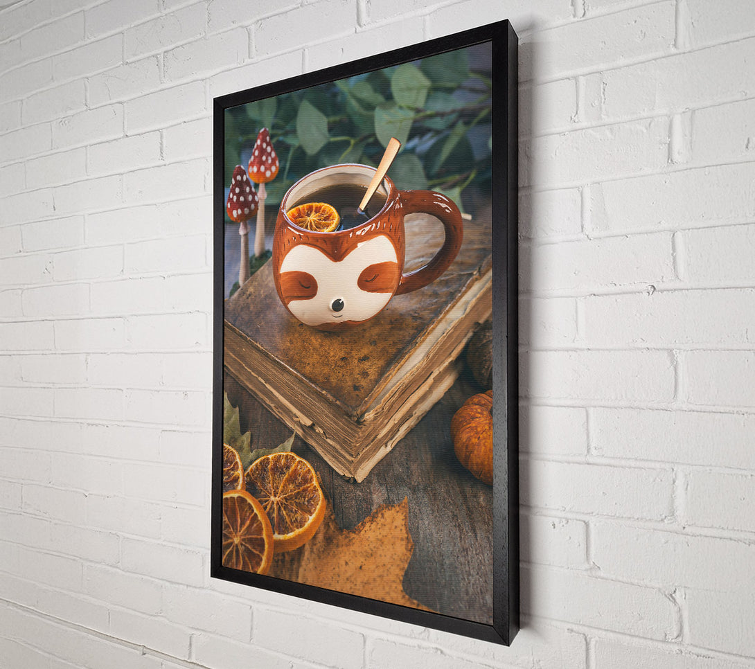  A Canvas Print of Brown Sloth Tea Time Canvas Wall Art