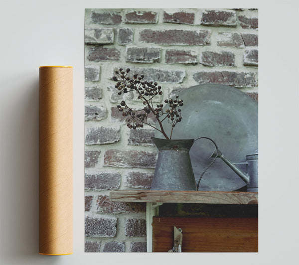 Silver Berries On Brick Giclee Print