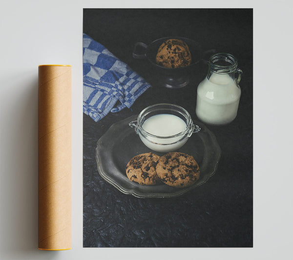 Brown Milk And Cookies Poster