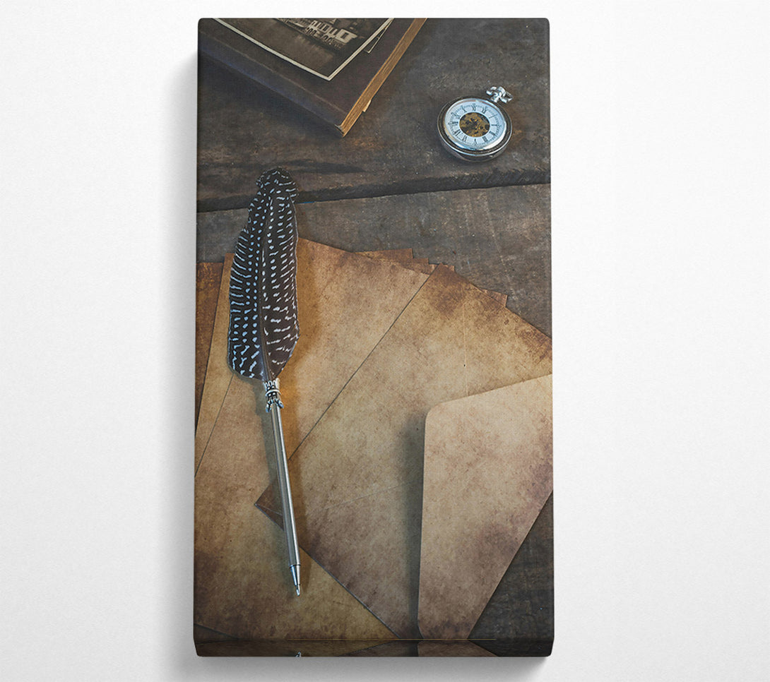  A Canvas Print of Tanned Feather And Time Canvas Wall Art