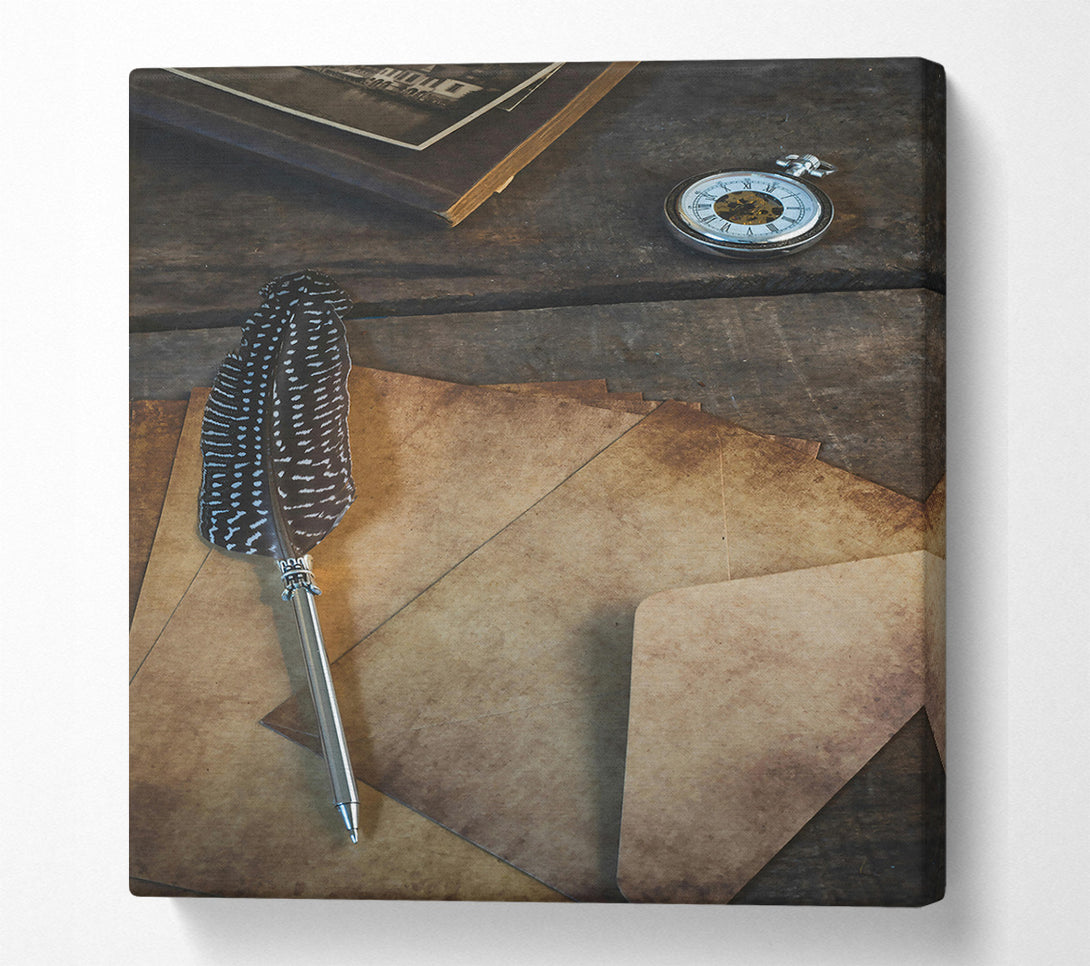  A Canvas Print of Tanned Feather And Time Canvas Wall Art