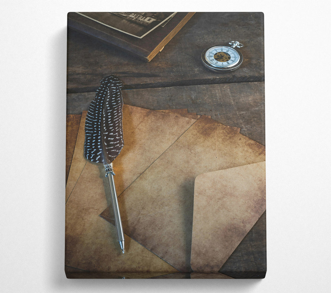  A Canvas Print of Tanned Feather And Time Canvas Wall Art