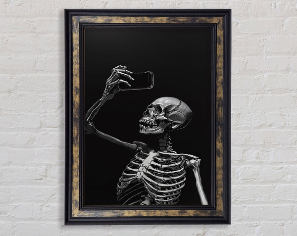 Skeleton Selfie Framed Print