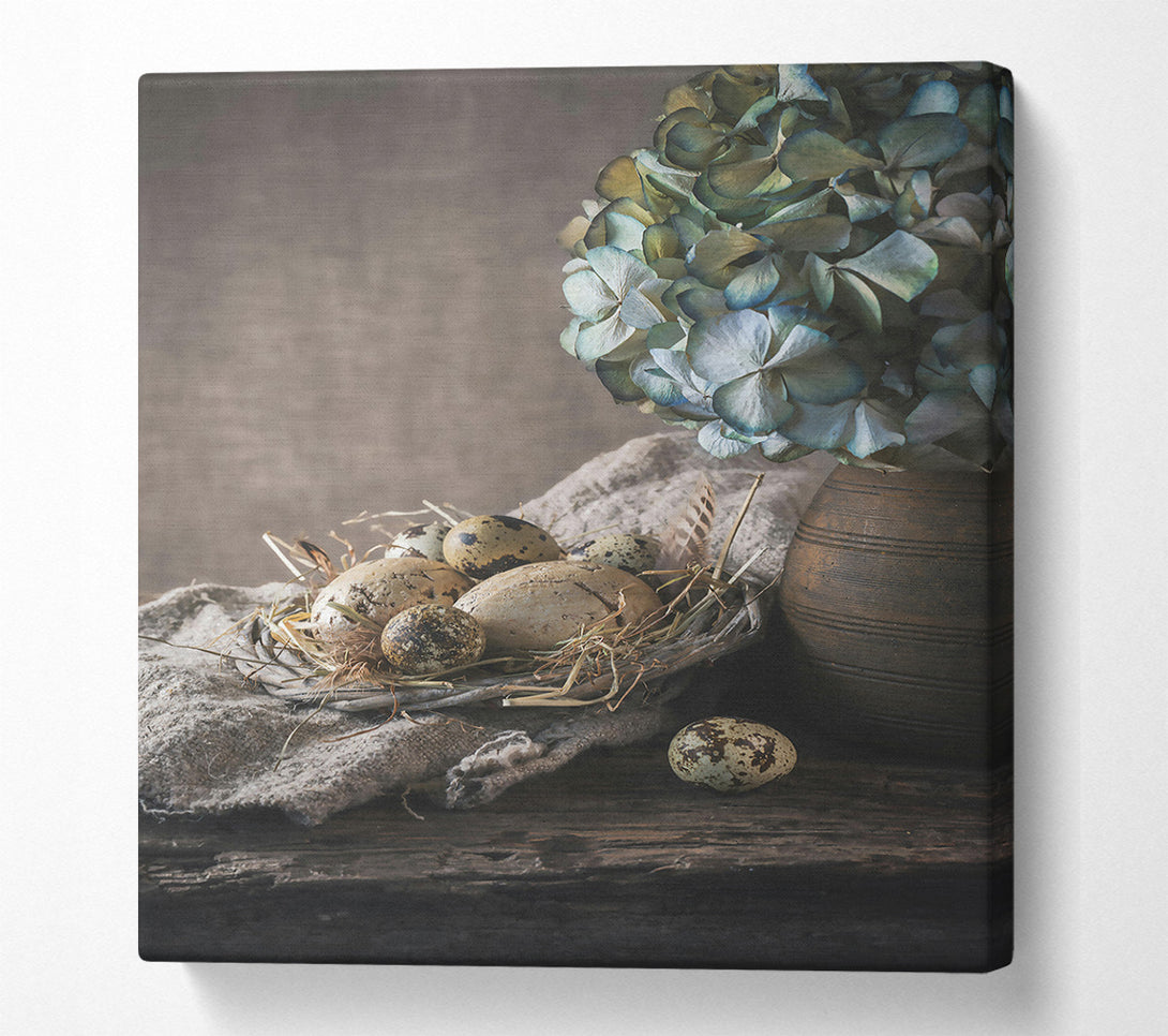  A Canvas Print of Blue And Brown Nest Canvas Wall Art