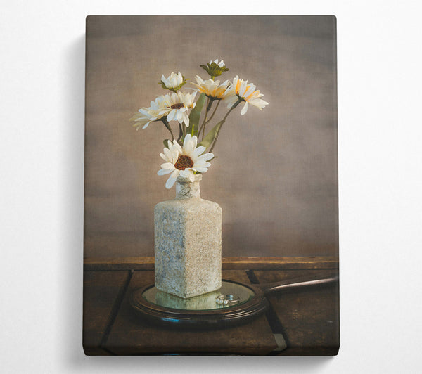  A Canvas Print of Gray Daisies On Mirror Canvas Wall Art