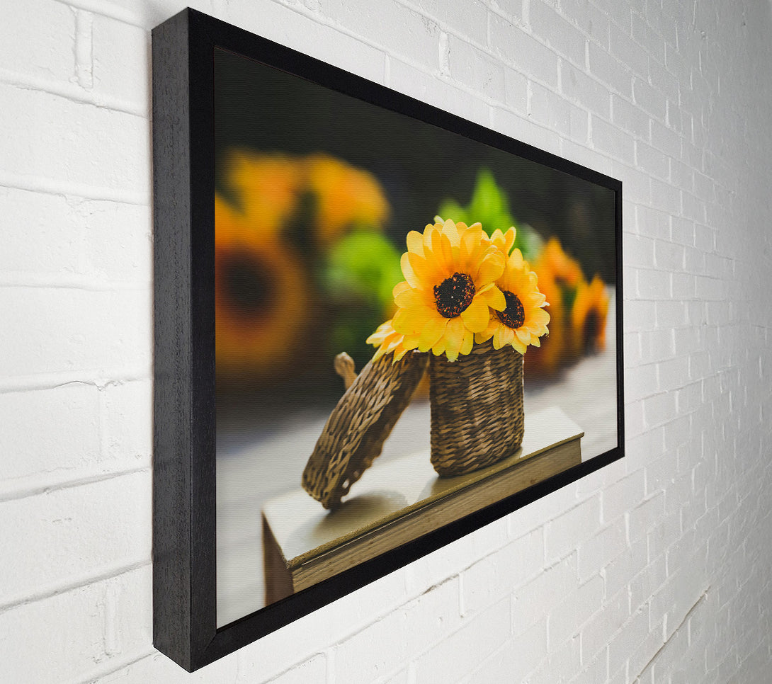  A Canvas Print of Golden Sunflowers In Basket Canvas Print