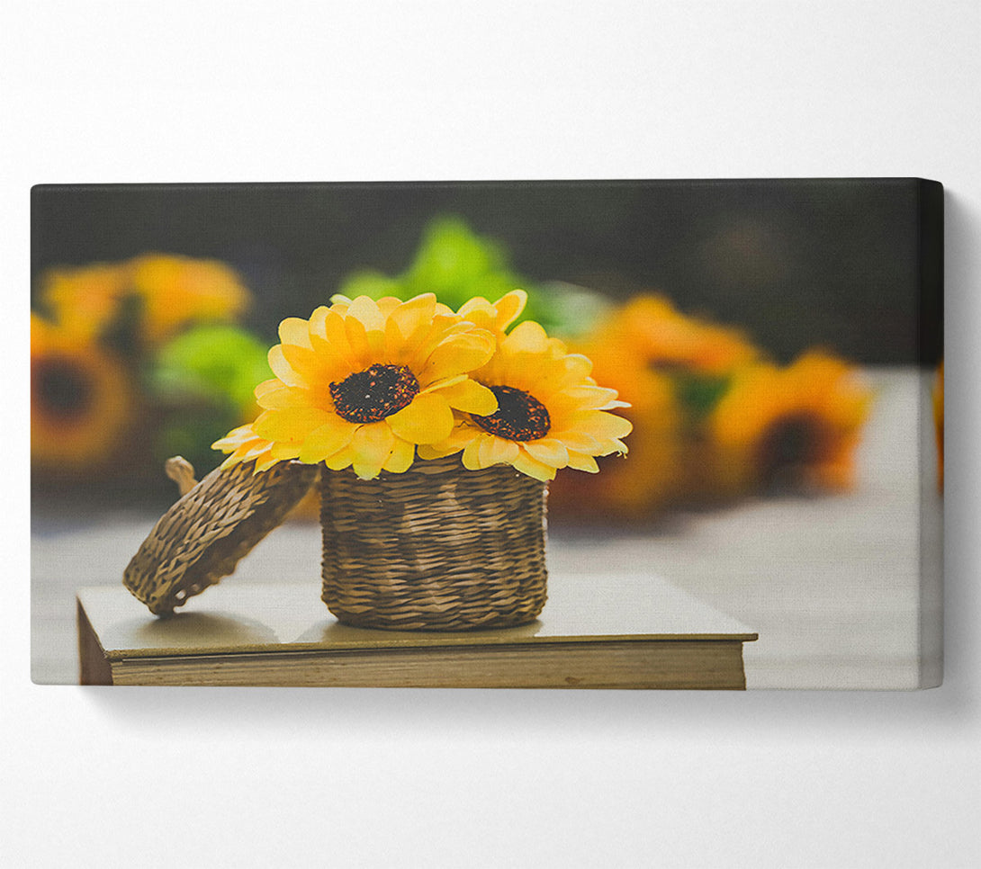  A Canvas Print of Golden Sunflowers In Basket Canvas Print