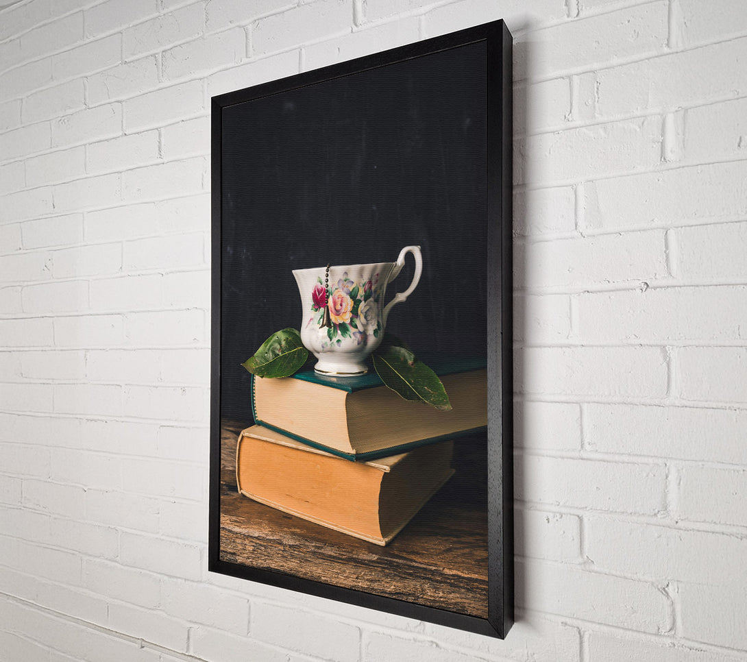  A Canvas Print of Green Tea And Books Canvas Wall Art