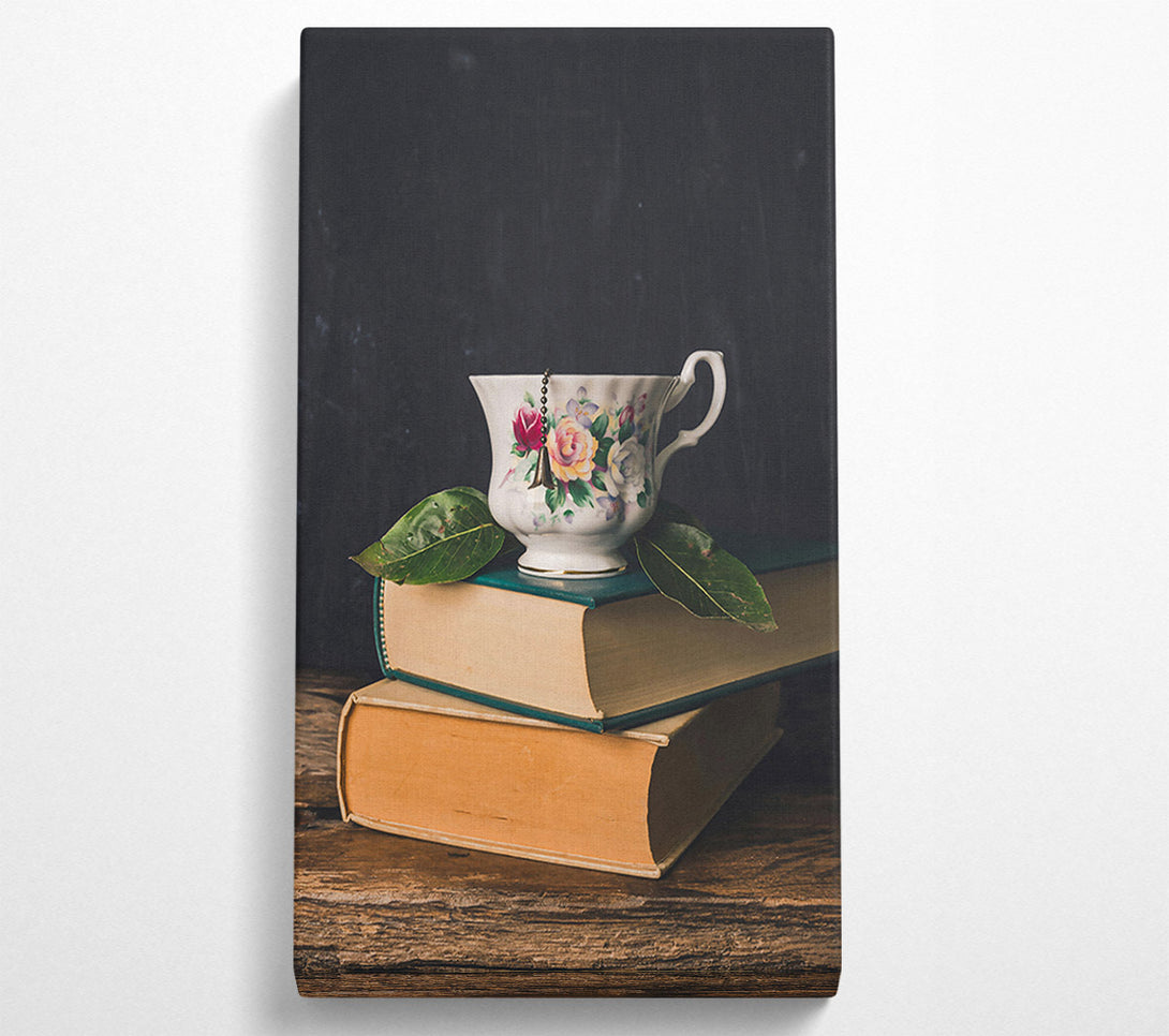  A Canvas Print of Green Tea And Books Canvas Wall Art