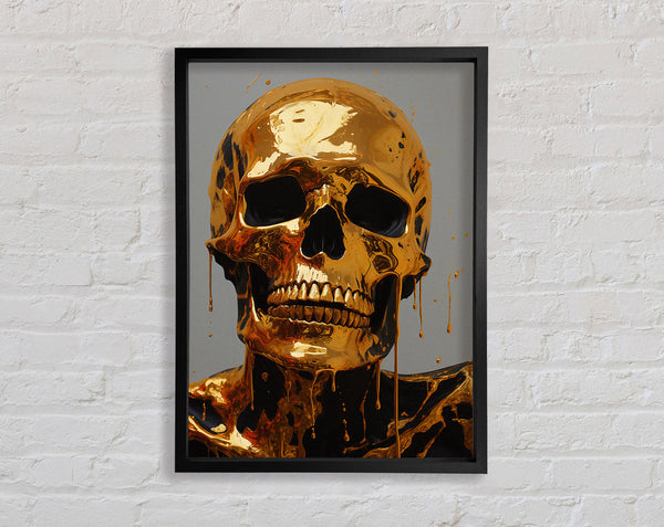Skull Liquid Gold Framed Print