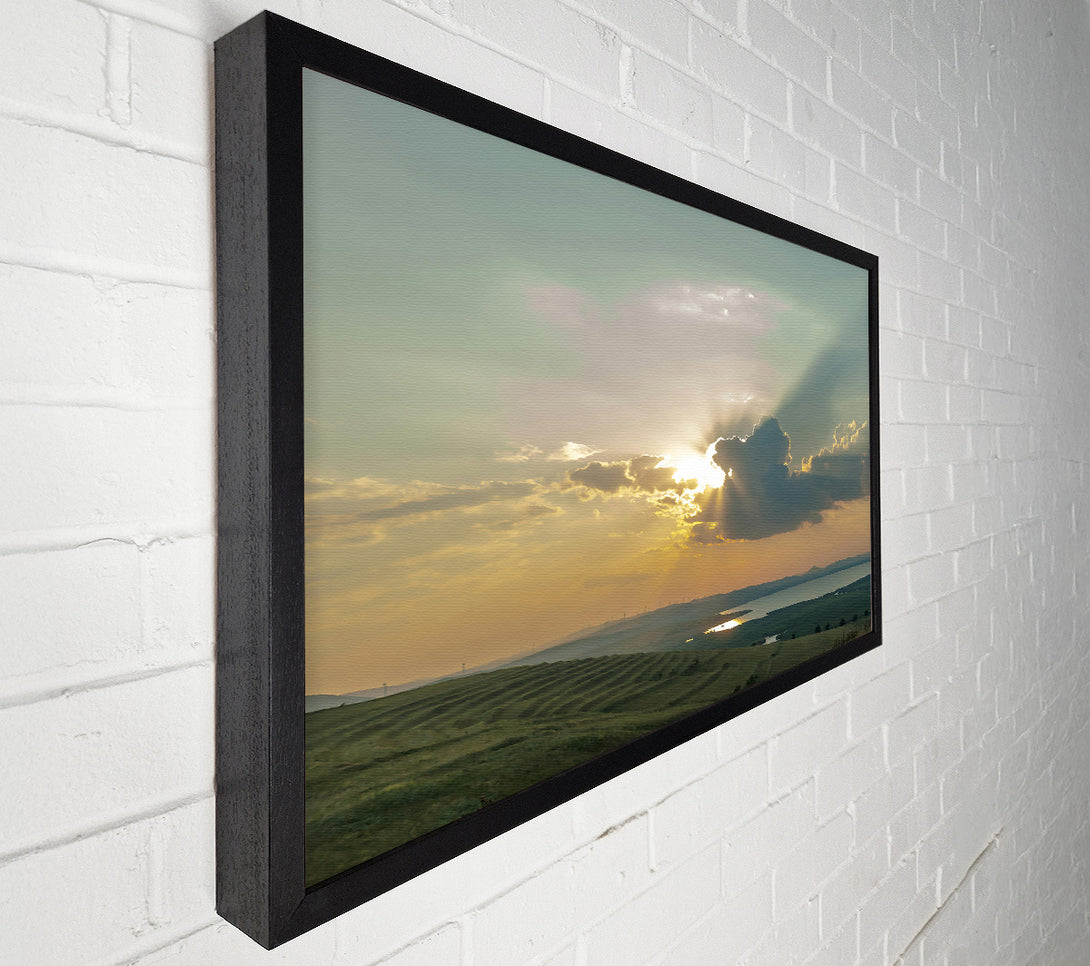 A Canvas Print of Golden Rays Through Clouds Canvas Print