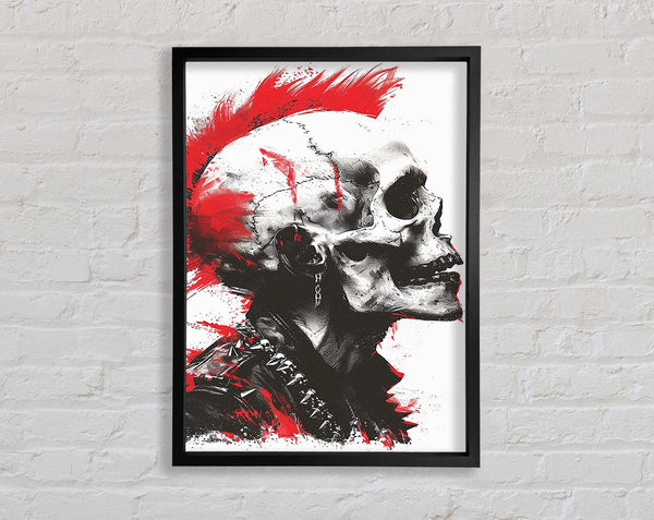 Skull Red Mohawk Punk Framed Print