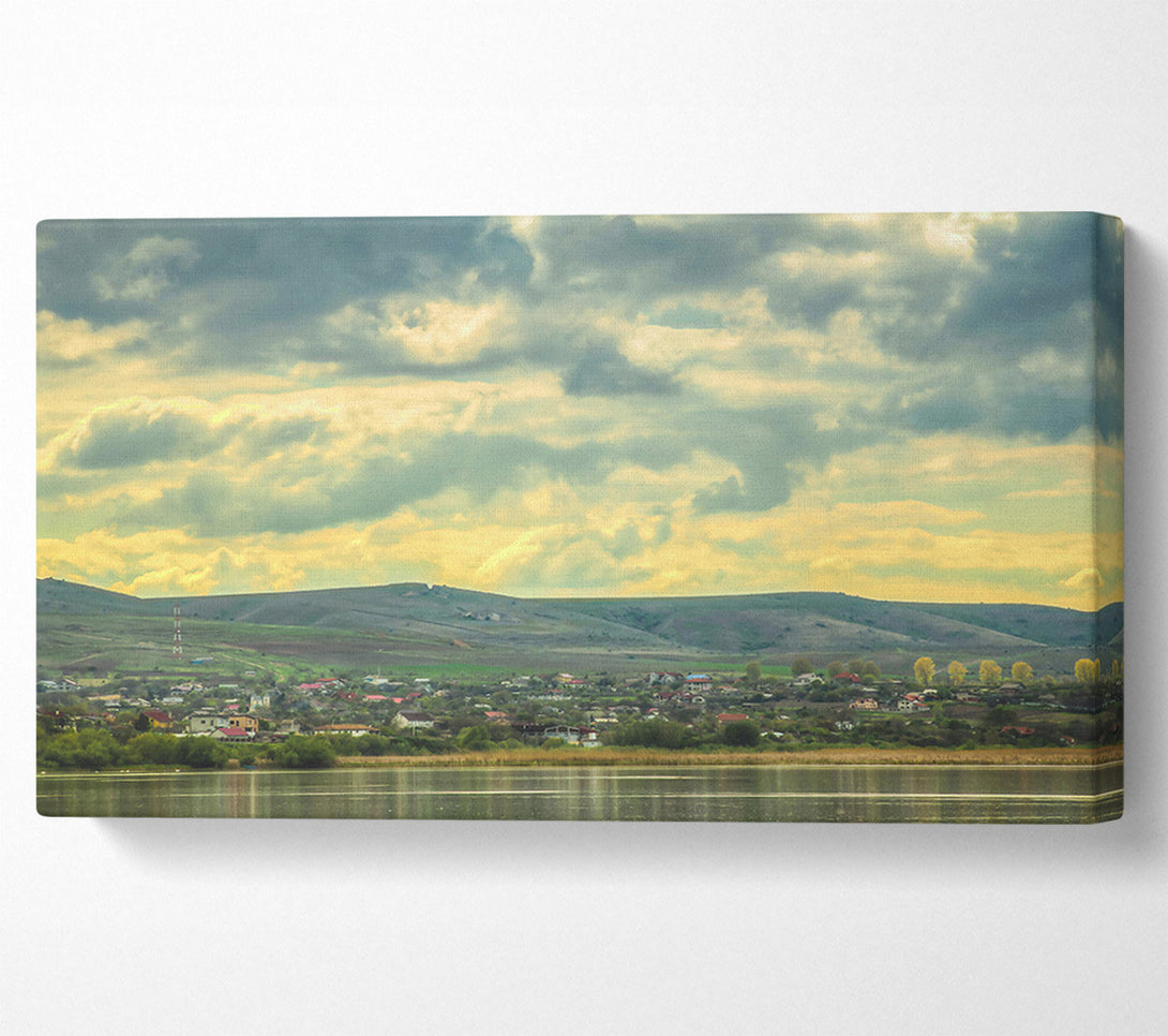  A Canvas Print of Golden Hour Village Canvas Art