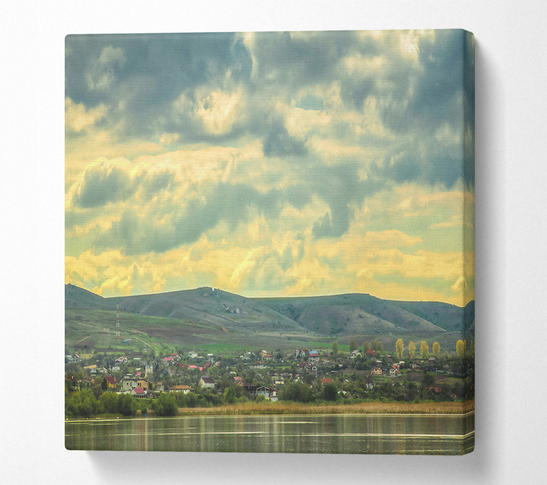  A Canvas Print of Golden Hour Village Canvas Art
