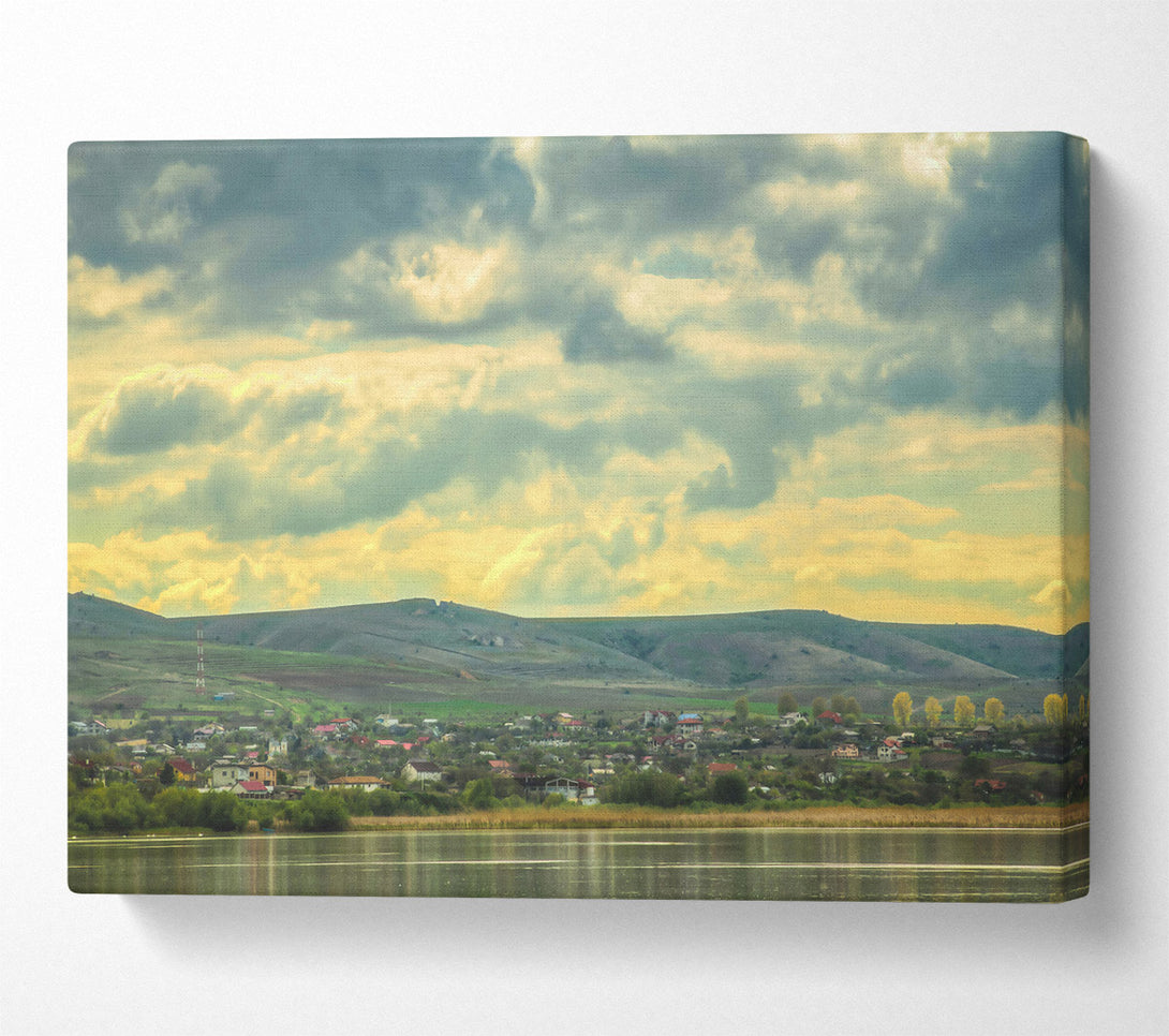  A Canvas Print of Golden Hour Village Canvas Art