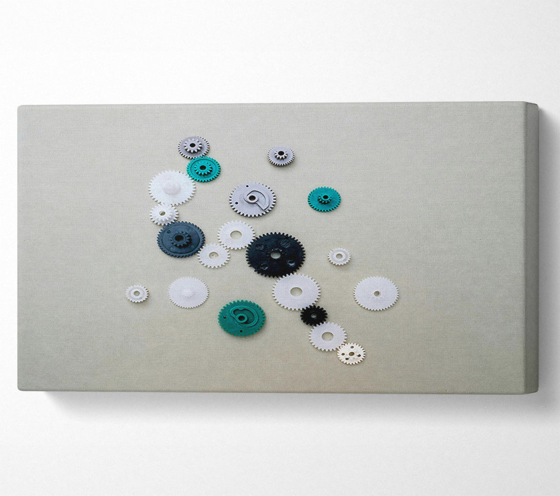 A Canvas Print of Teal Gear Symphony Canvas Wall Art