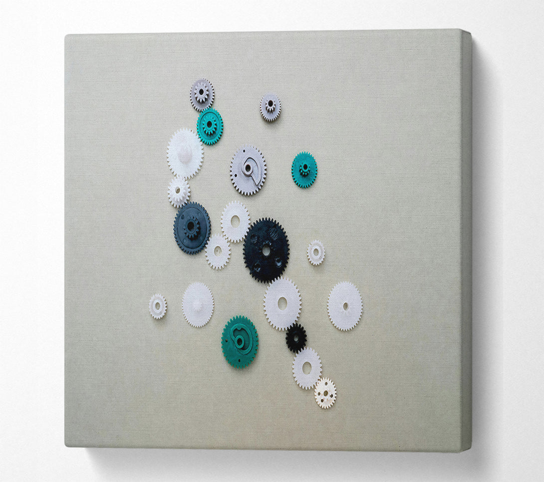  A Canvas Print of Teal Gear Symphony Canvas Wall Art