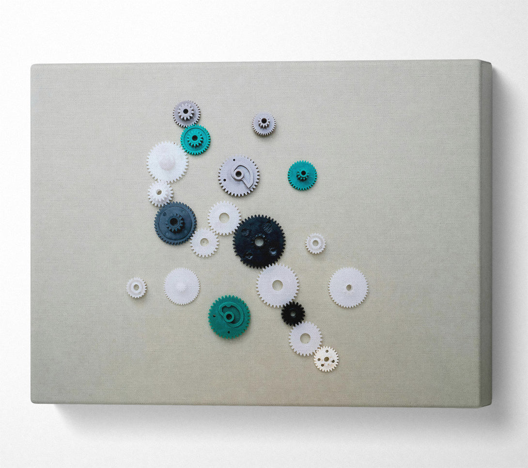  A Canvas Print of Teal Gear Symphony Canvas Wall Art