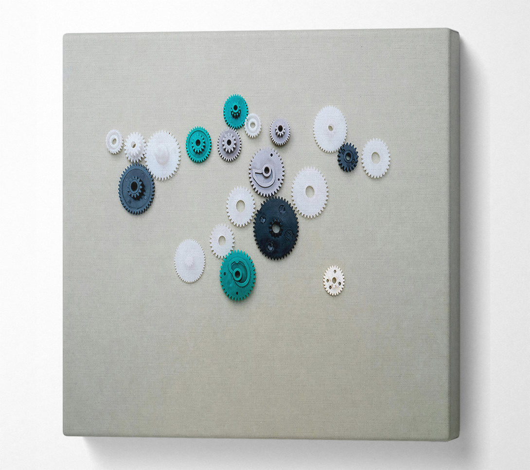  A Canvas Print of Teal Gears Of Time Canvas Art