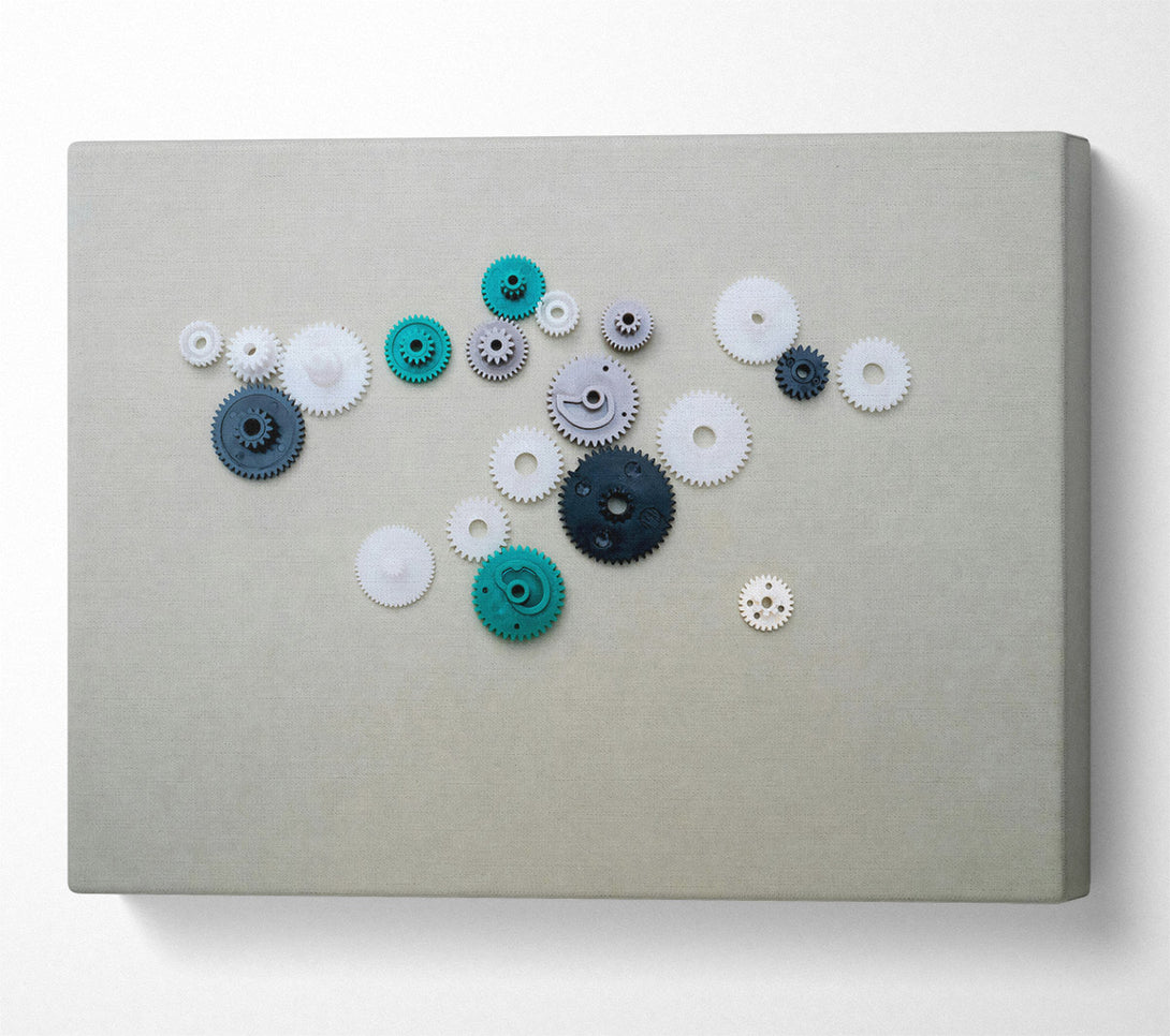  A Canvas Print of Teal Gears Of Time Canvas Art