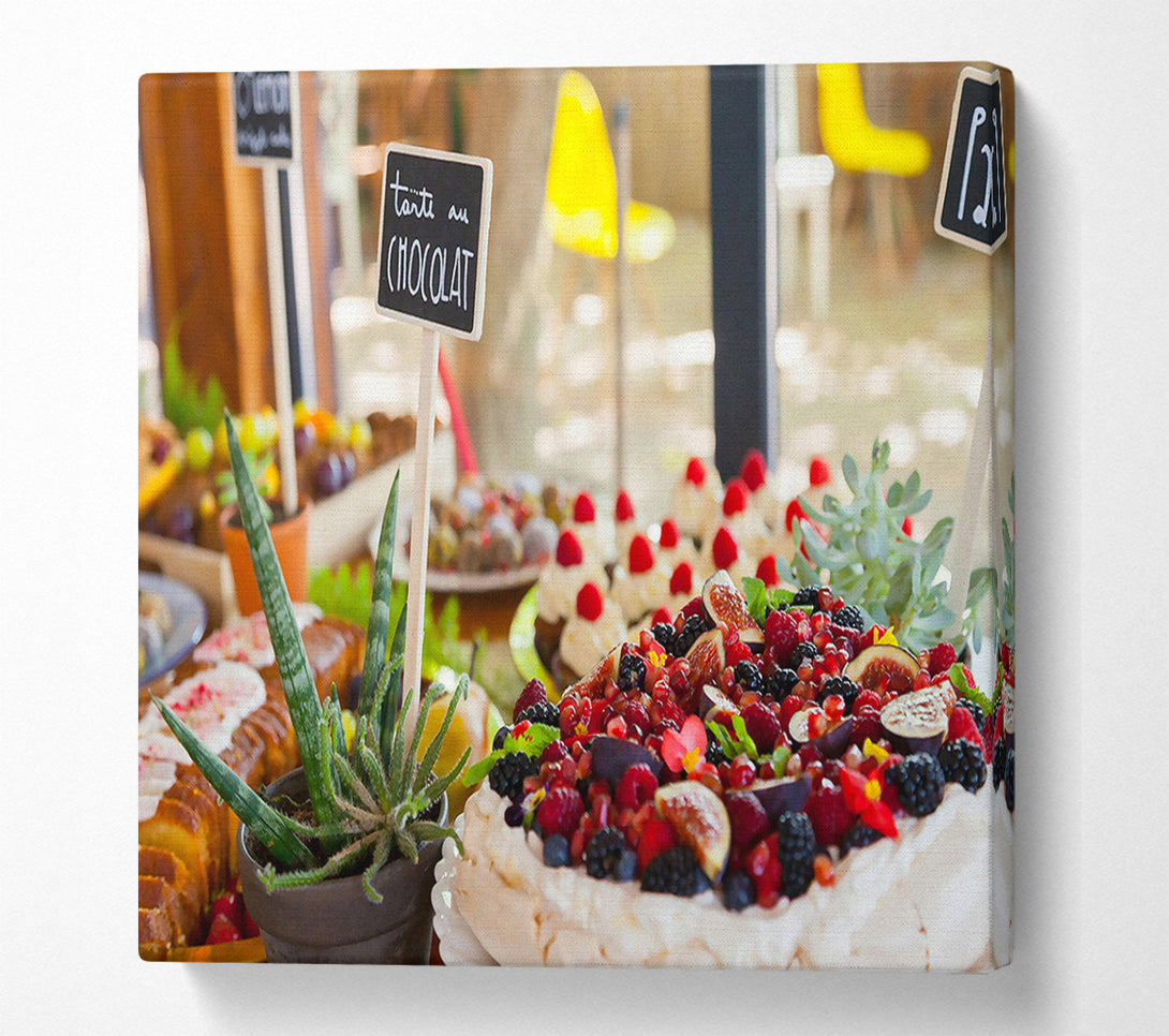  A Canvas Print of Red Berry Pavlova Feast Canvas Art