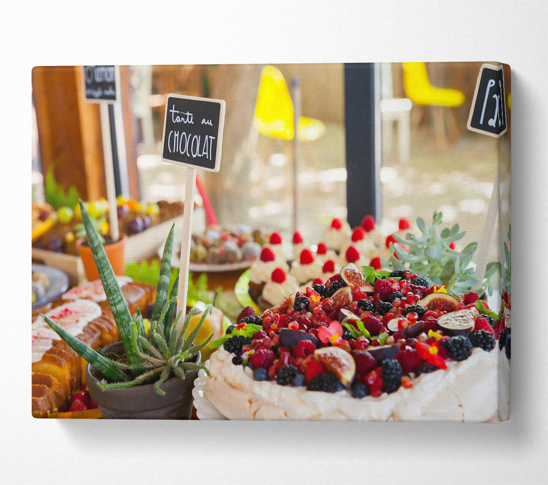  A Canvas Print of Red Berry Pavlova Feast Canvas Art