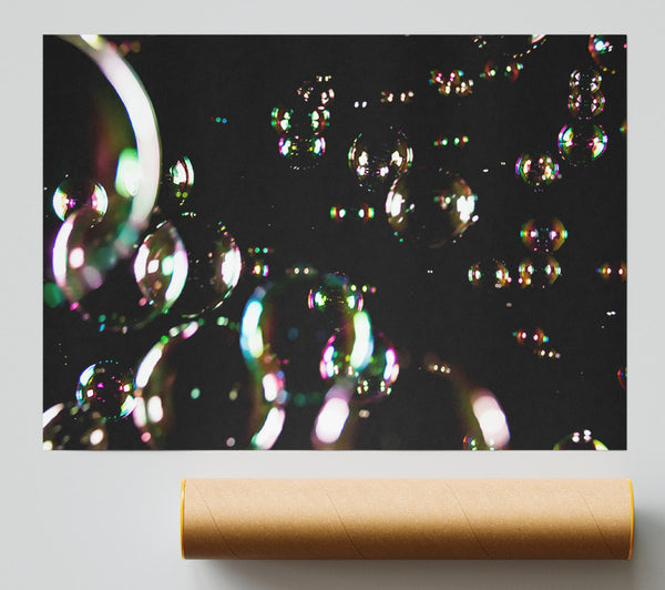 Rainbow Bubbles In The Night Poster