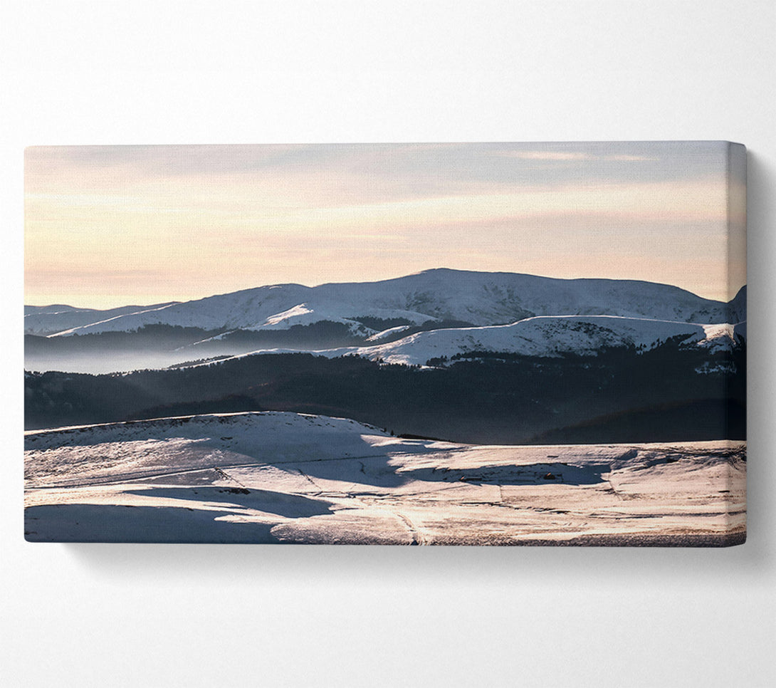  A Canvas Print of Golden Snowscape Peaks Canvas Print