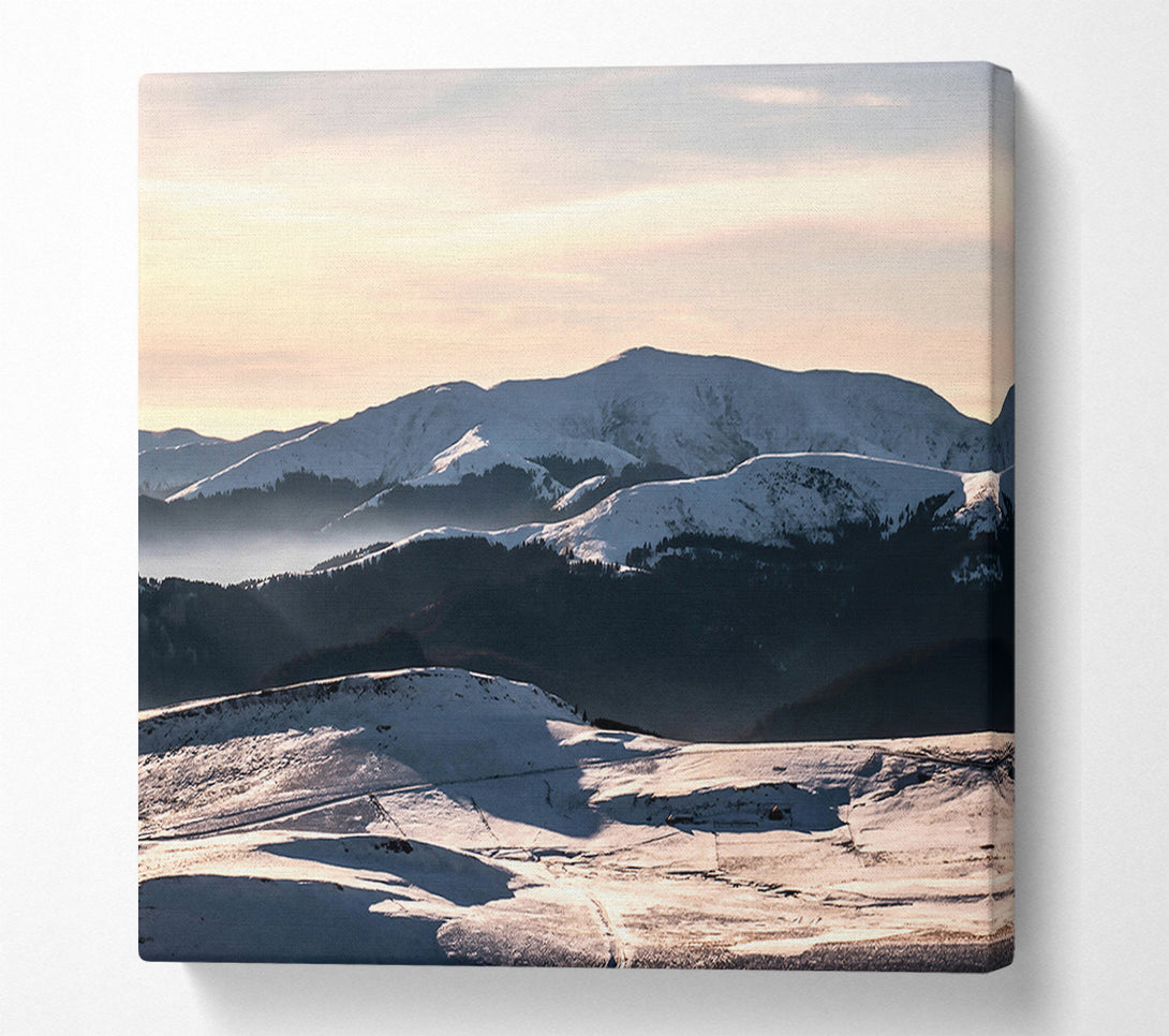  A Canvas Print of Golden Snowscape Peaks Canvas Print
