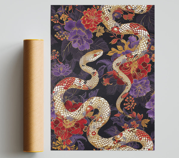 Snakes And Flowers Poster