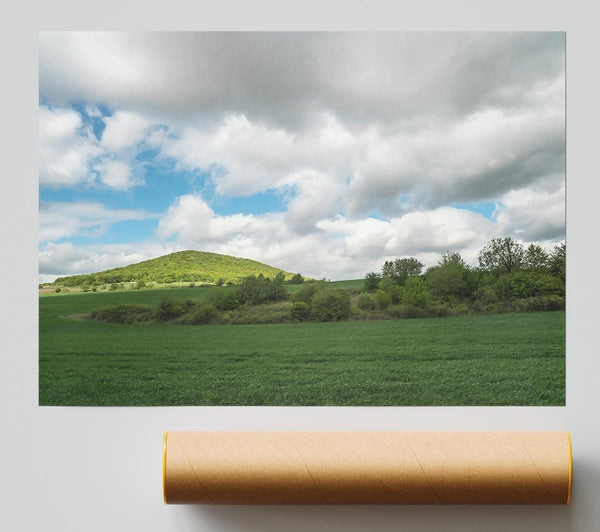 Green Hill Cloudscape Poster