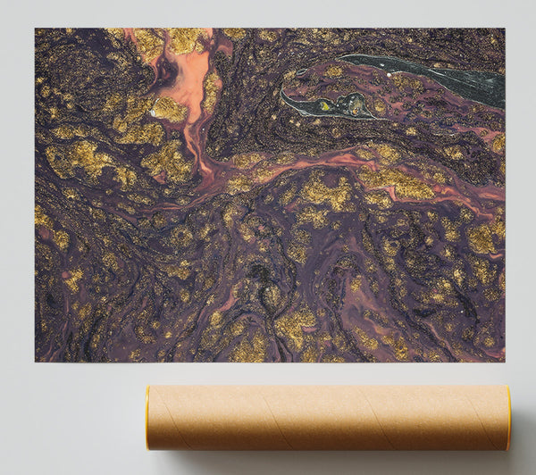 Purple Gold Swirls Print