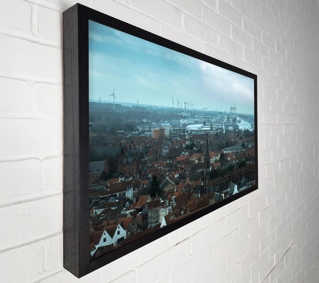  A Canvas Print of Blue Cityscape With Windmills Canvas Art