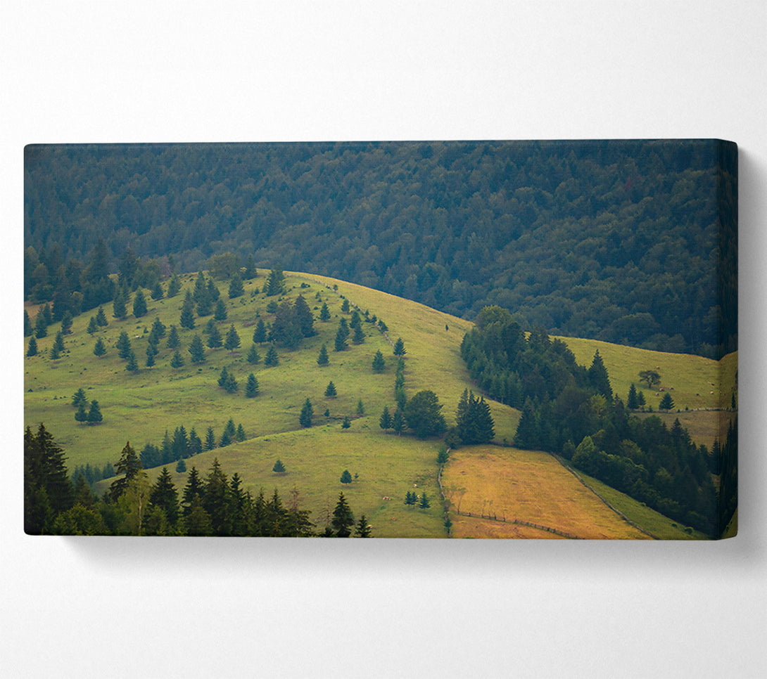  A Canvas Print of Green Hills And Trees Canvas Wall Art