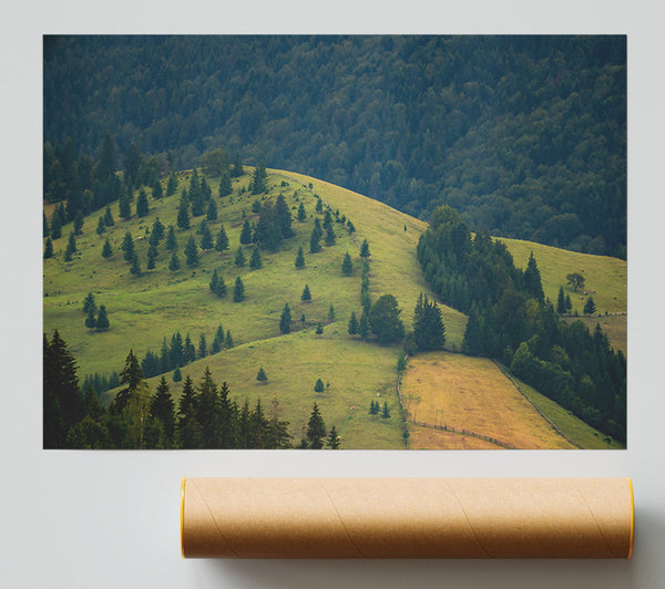Green Hills And Trees Print