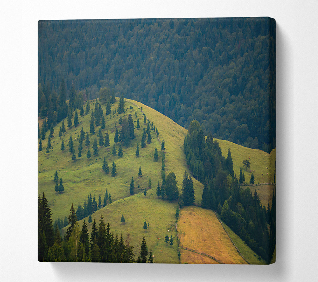  A Canvas Print of Green Hills And Trees Canvas Wall Art