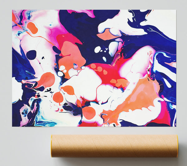 Coral And Navy Flow Poster