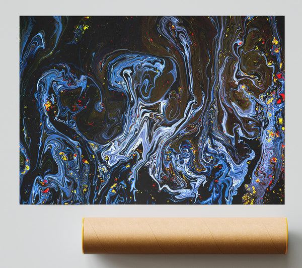 Azure Swirls In Black Print
