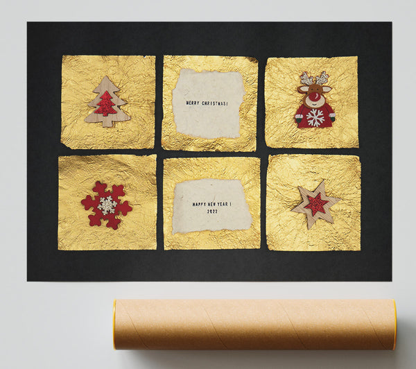 Red On Gold Holidays Giclee Print