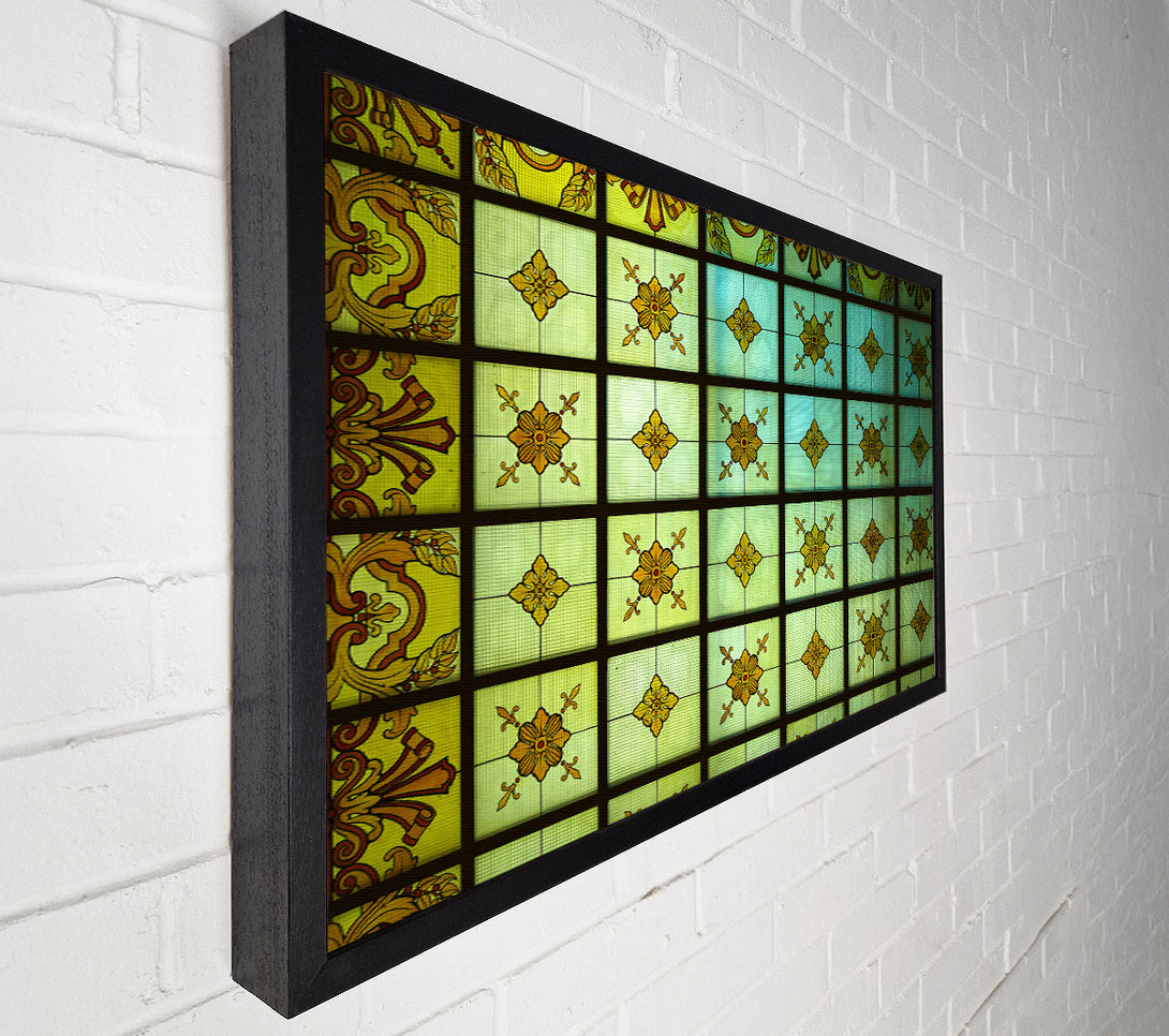  A Canvas Print of Green And Gold Gridwork Canvas Art