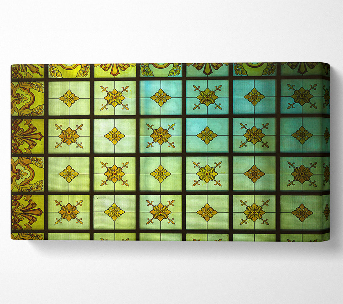  A Canvas Print of Green And Gold Gridwork Canvas Art