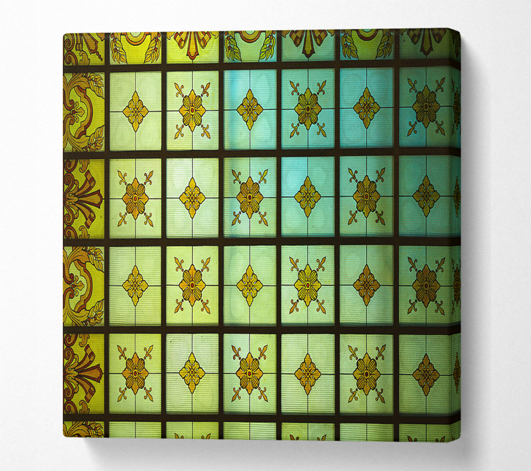  A Canvas Print of Green And Gold Gridwork Canvas Art