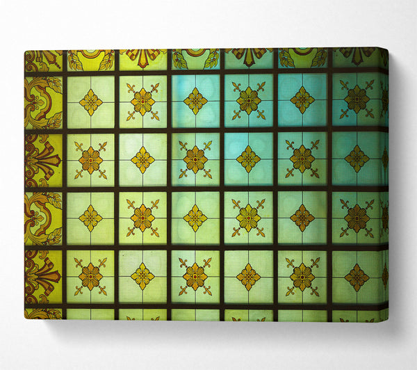  A Canvas Print of Green And Gold Gridwork Canvas Art