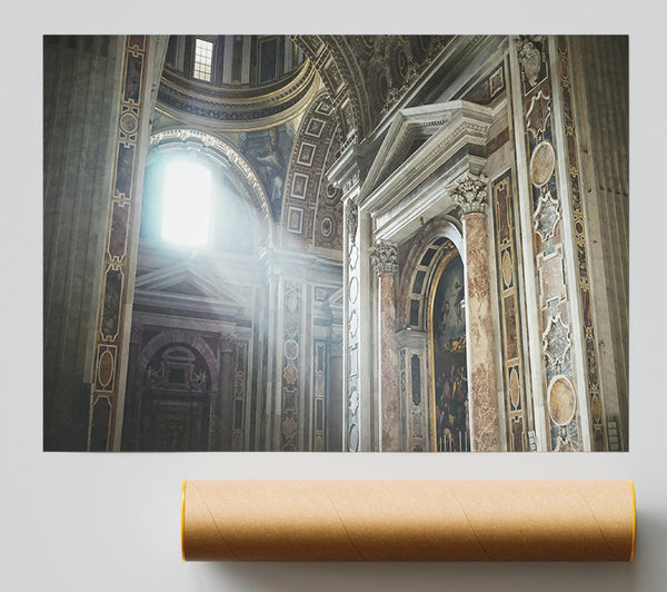 Golden Light Through Marble Poster