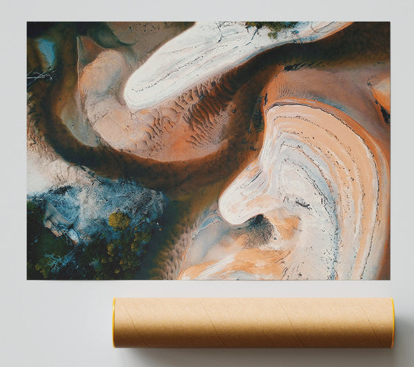 Ocher Sandscape Embrace Poster