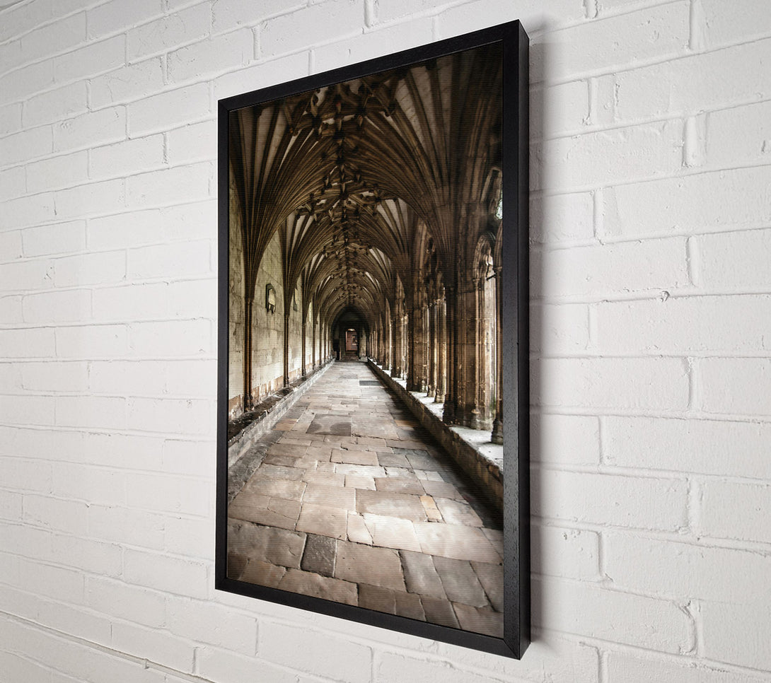  A Canvas Print of Stone Gray Cloister Walkway Canvas Art